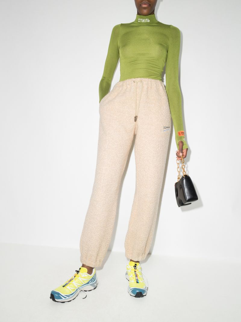 Embroidered Logo Teddy Track Pants