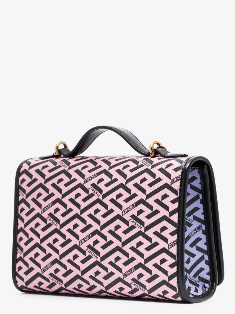Pink La Greca Signature Leather Shoulder Bag