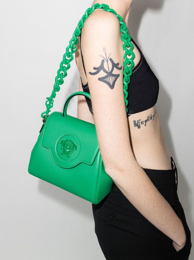 Green La Medusa Small Leather Shoulder Bag