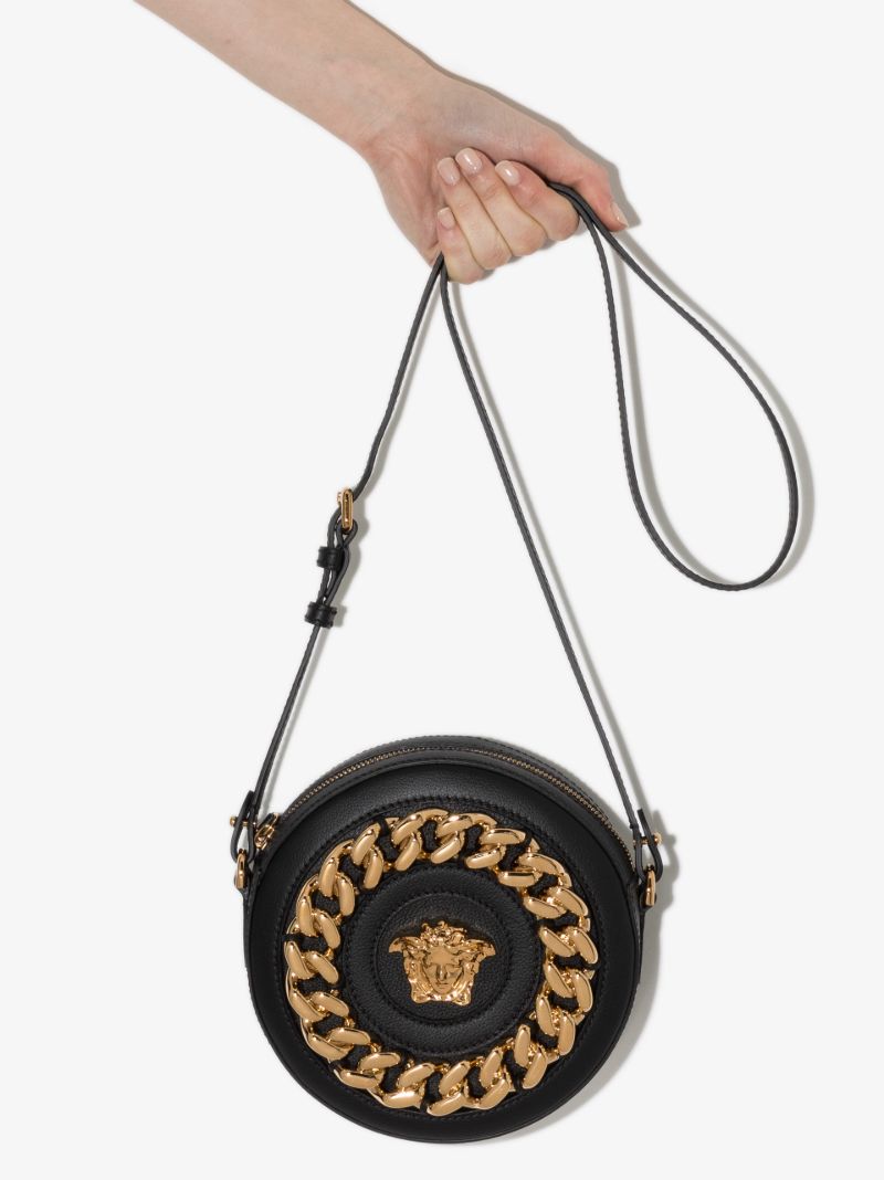 Black La Medusa Leather Cross Body Bag