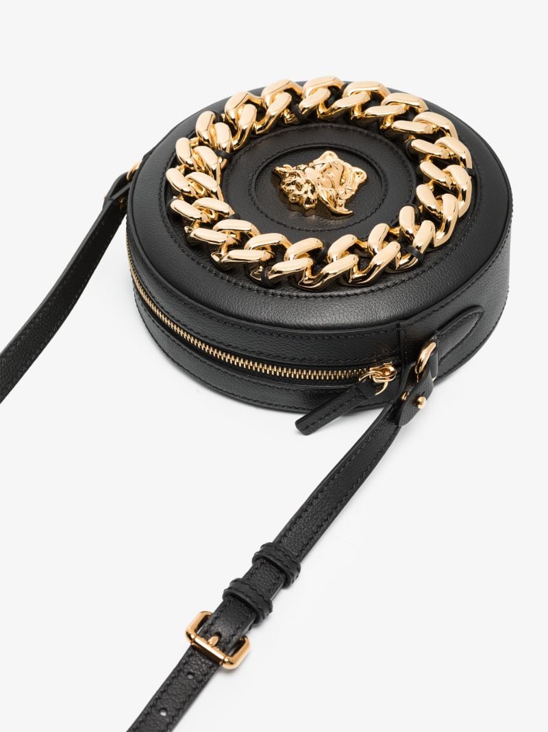 Black La Medusa Leather Cross Body Bag