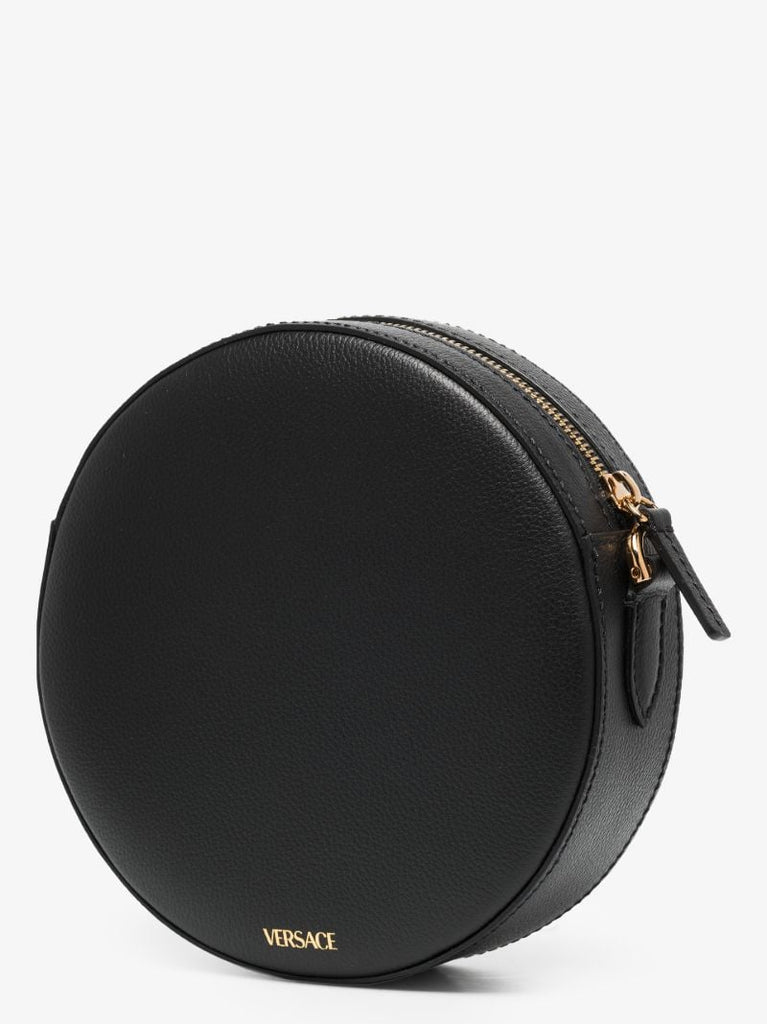 Black La Medusa Leather Cross Body Bag