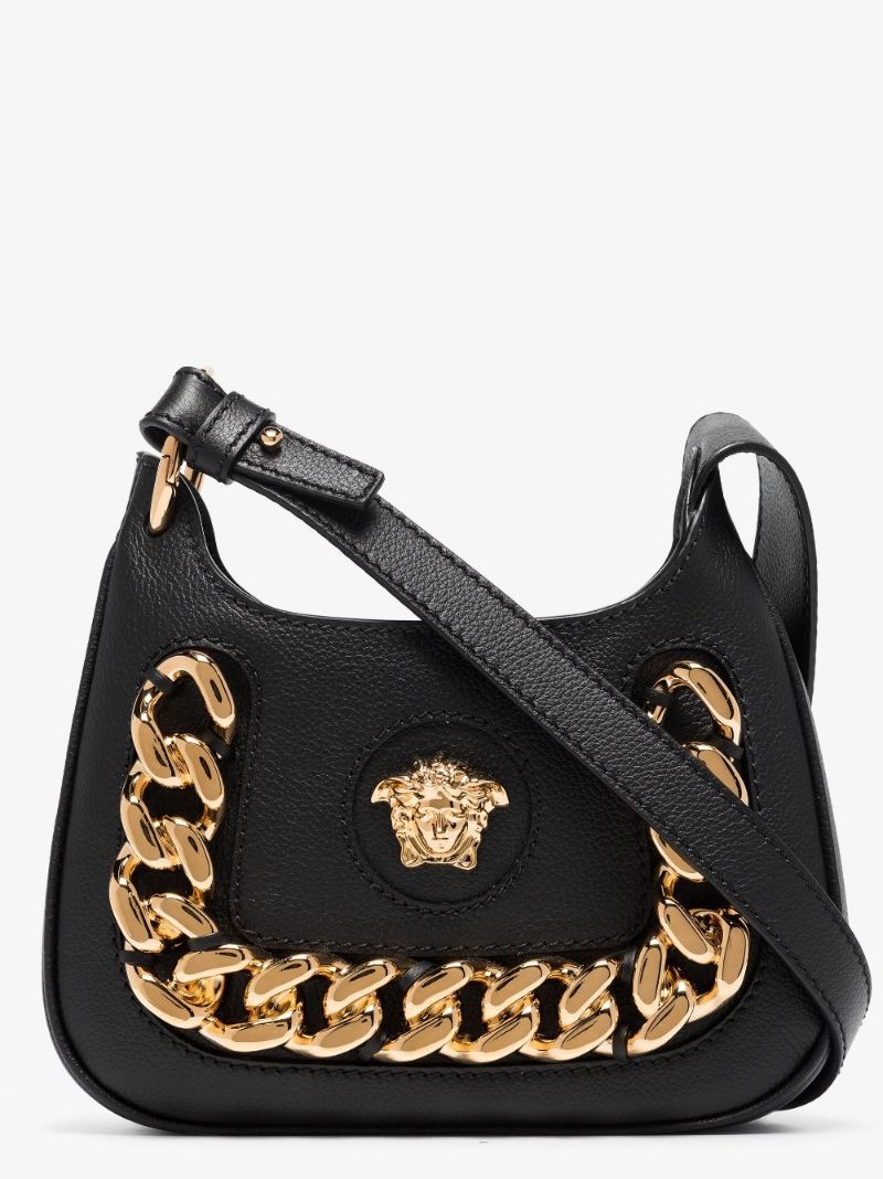 Black La Medusa Small Leather Cross Body Bag