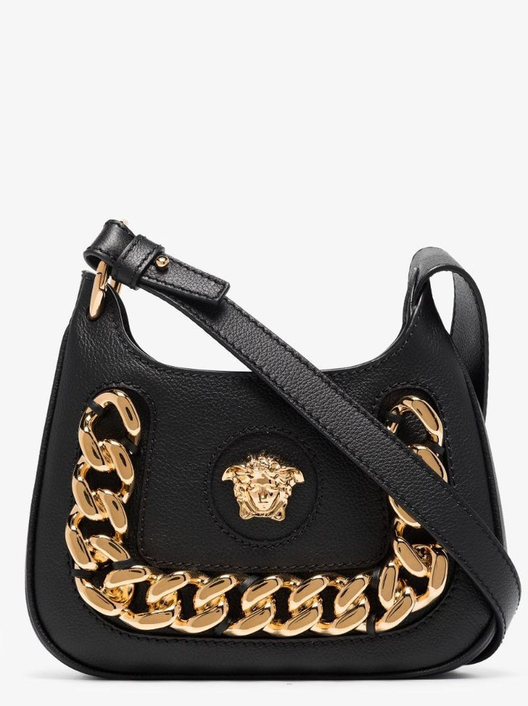 Black La Medusa Small Leather Cross Body Bag