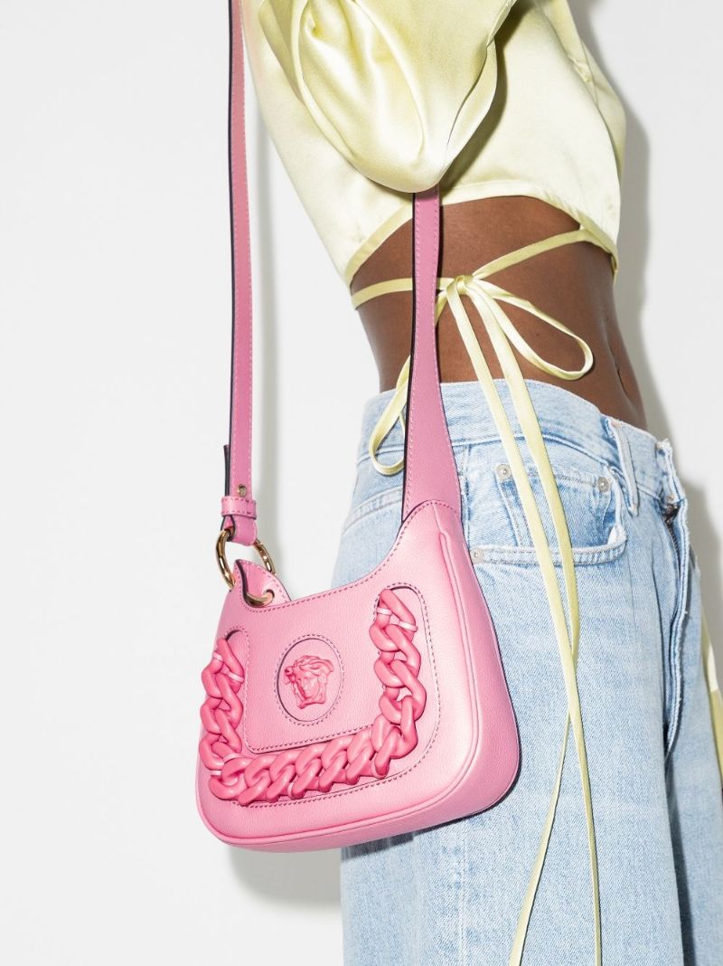 Pink La Medusa Small Leather Cross Body Bag