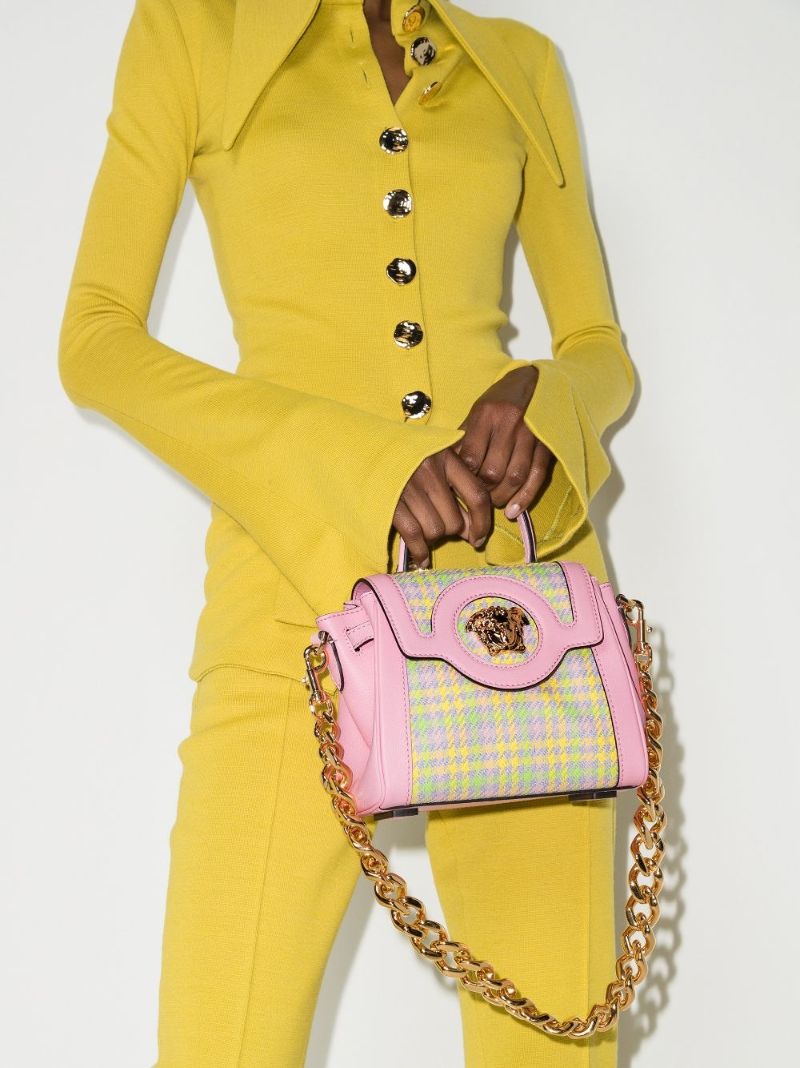 Pink La Medusa Medium Leather Shoulder Bag