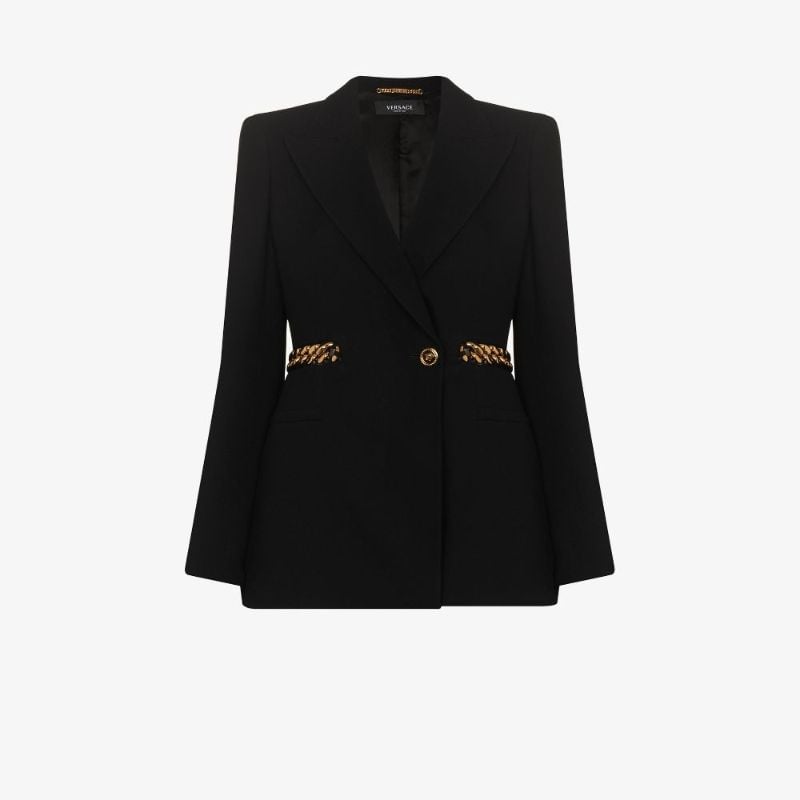 Chain Belt Double-breasted Blazer