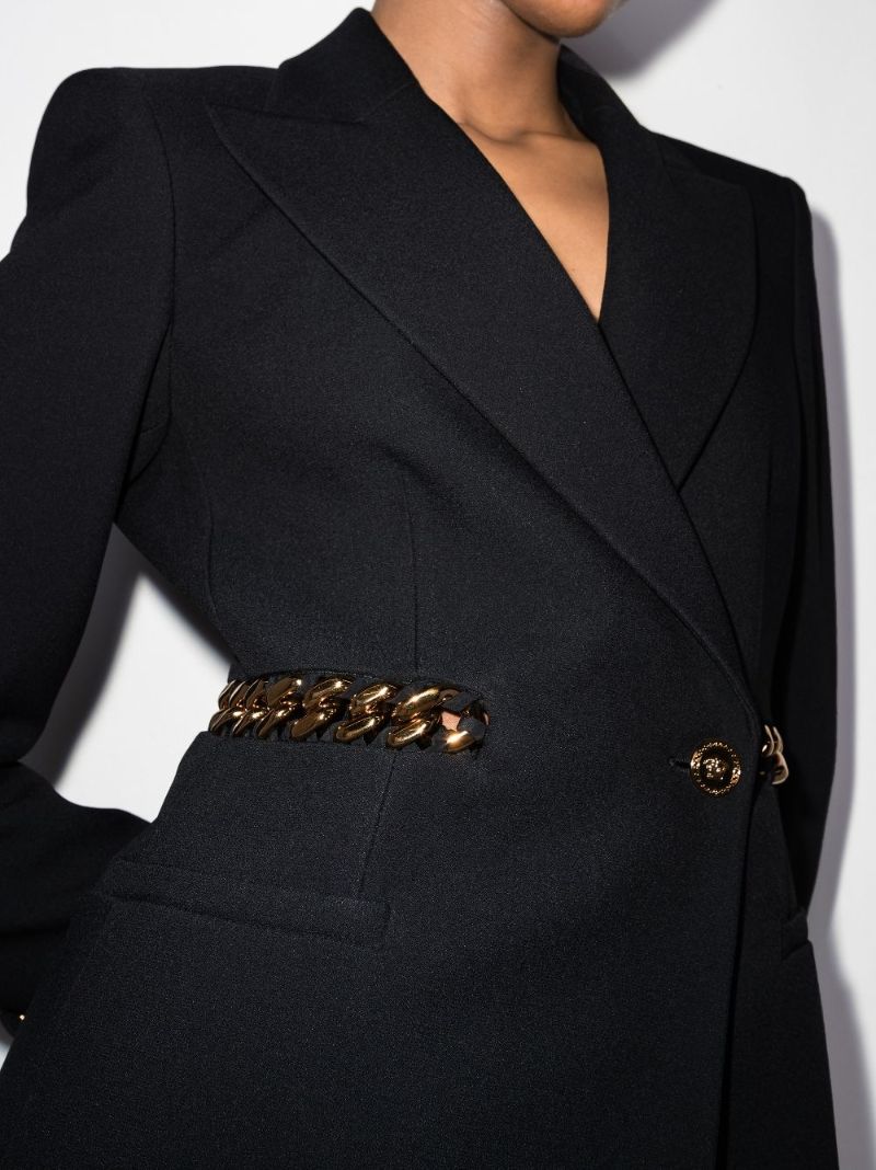 Chain Belt Double-breasted Blazer