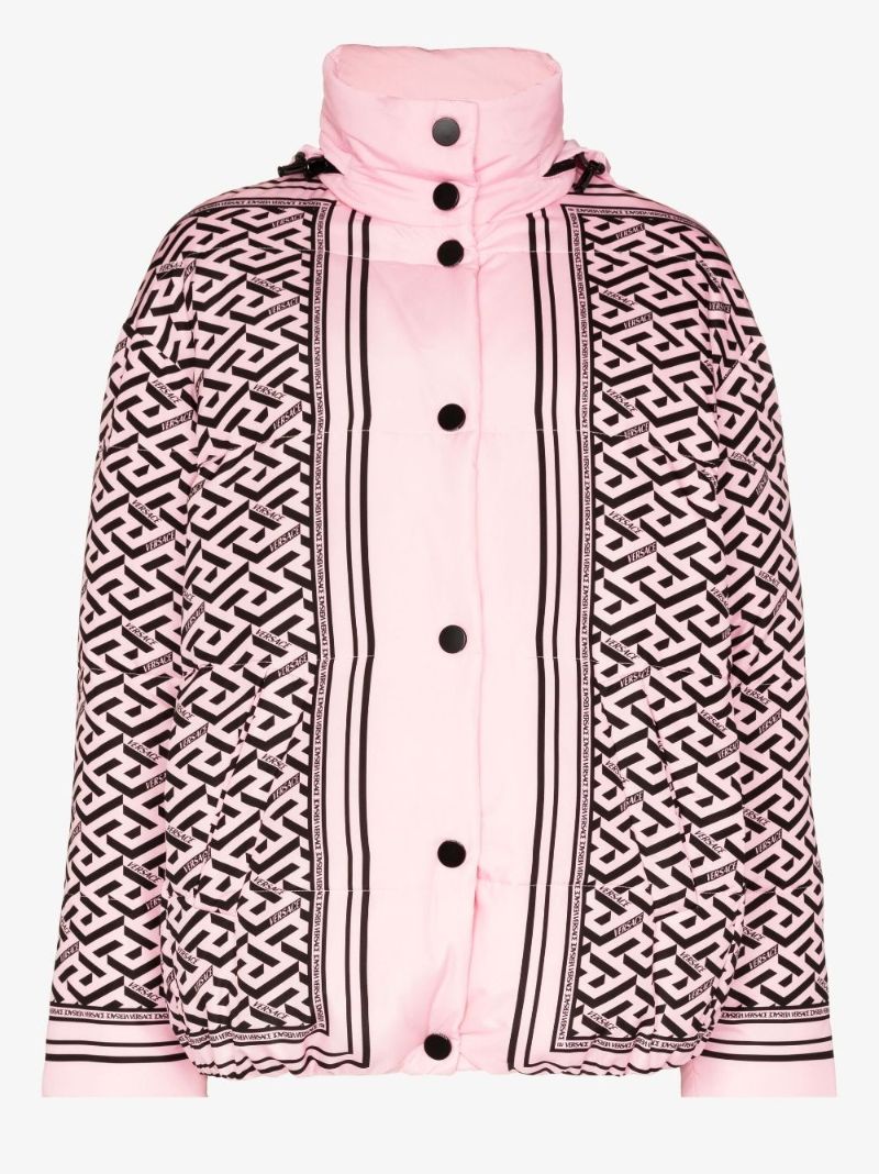 La Greca Logo Print Puffer Jacket