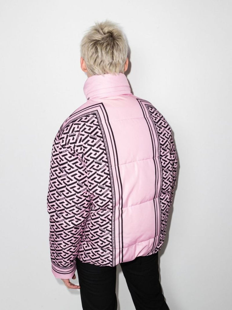 La Greca Logo Print Puffer Jacket