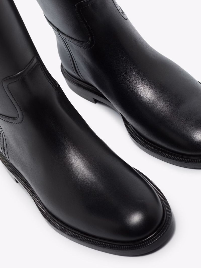 Black Karligraphy Knee-high Leather Boots