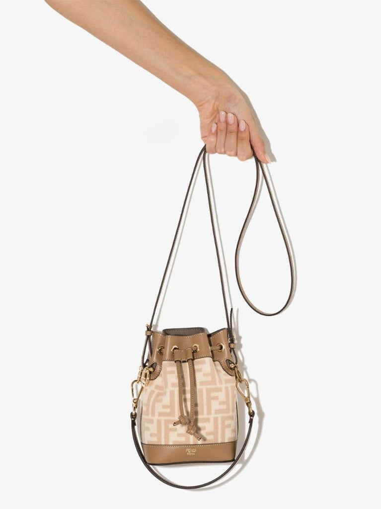 Neutral Mon Tresor Mini Leather Bucket Bag
