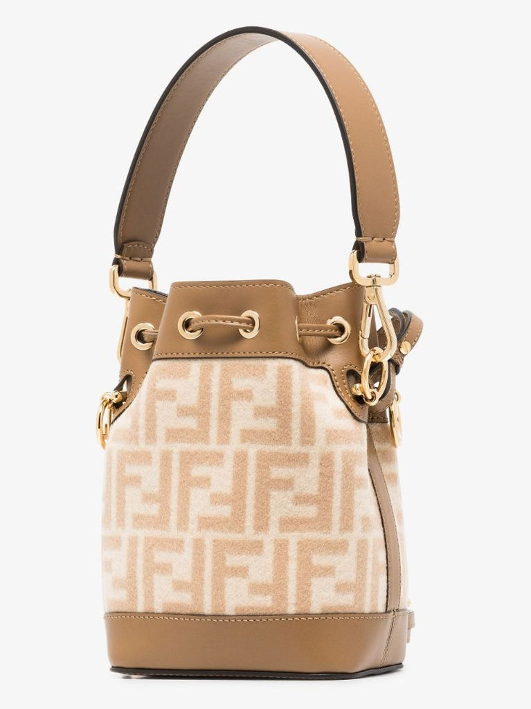 Neutral Mon Tresor Mini Leather Bucket Bag
