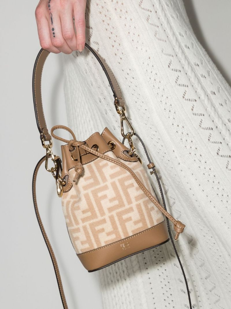Neutral Mon Tresor Mini Leather Bucket Bag