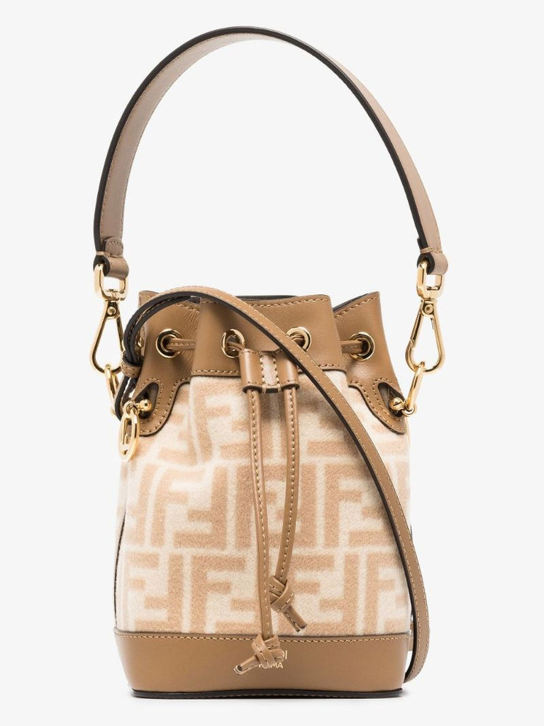 Neutral Mon Tresor Mini Leather Bucket Bag