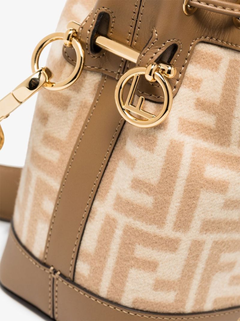 Neutral Mon Tresor Mini Leather Bucket Bag