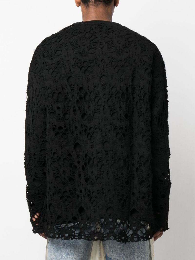Black Openwork Wool Sweater