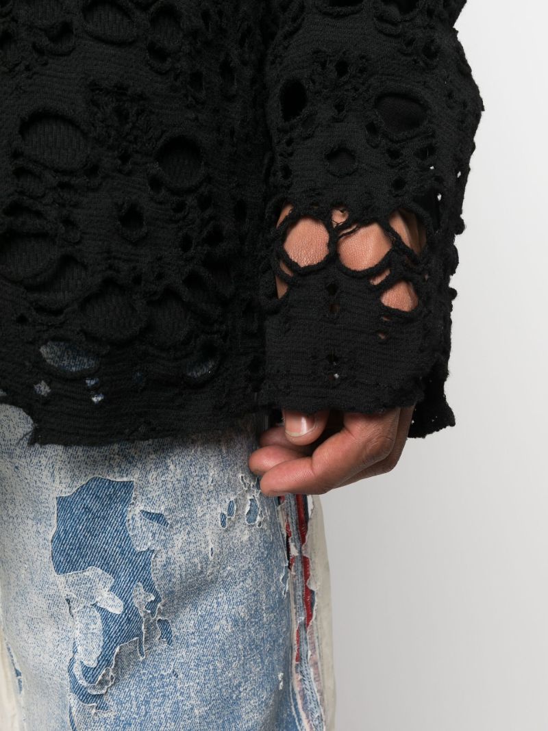 Black Openwork Wool Sweater