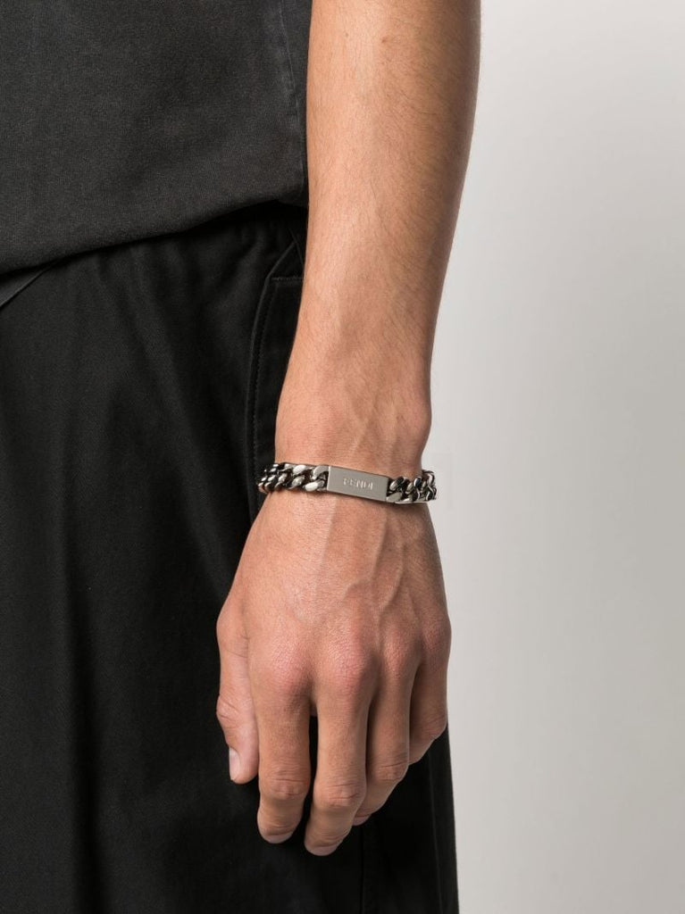 Silver-tone Logo-engraved Bracelet