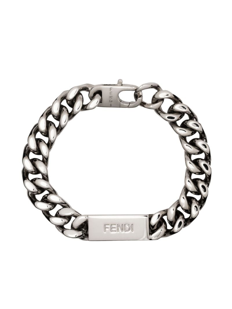 Silver-tone Logo-engraved Bracelet