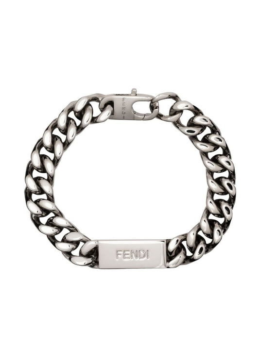 Silver-tone Logo-engraved Bracelet