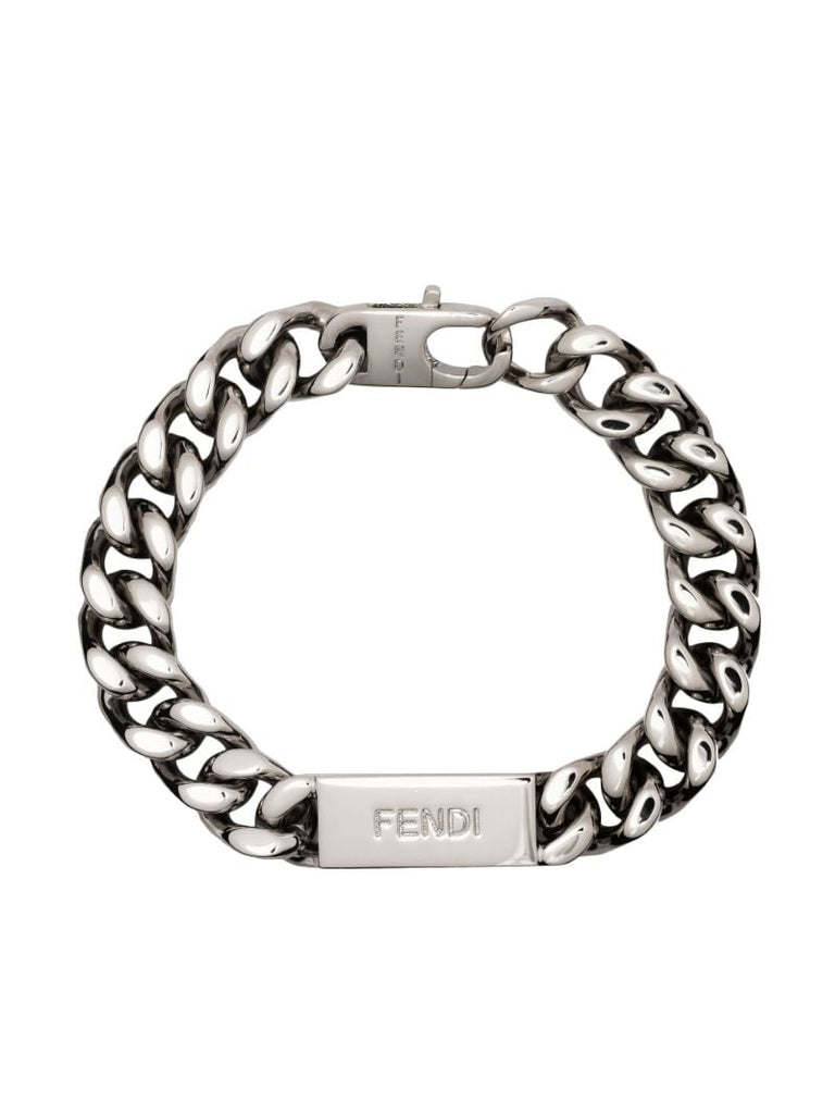 Silver-tone Logo-engraved Bracelet