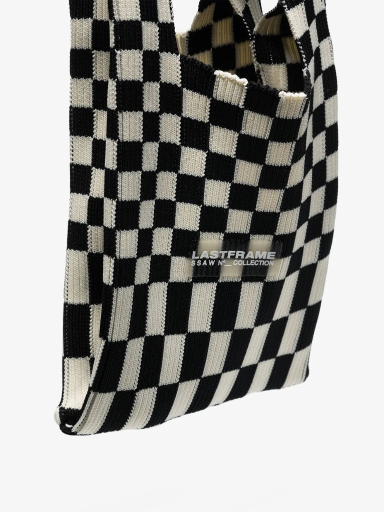 White and Black Ichimatsu Market Small Tote Bag