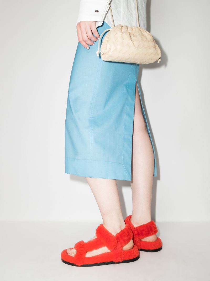 Orange Shearling Sandals