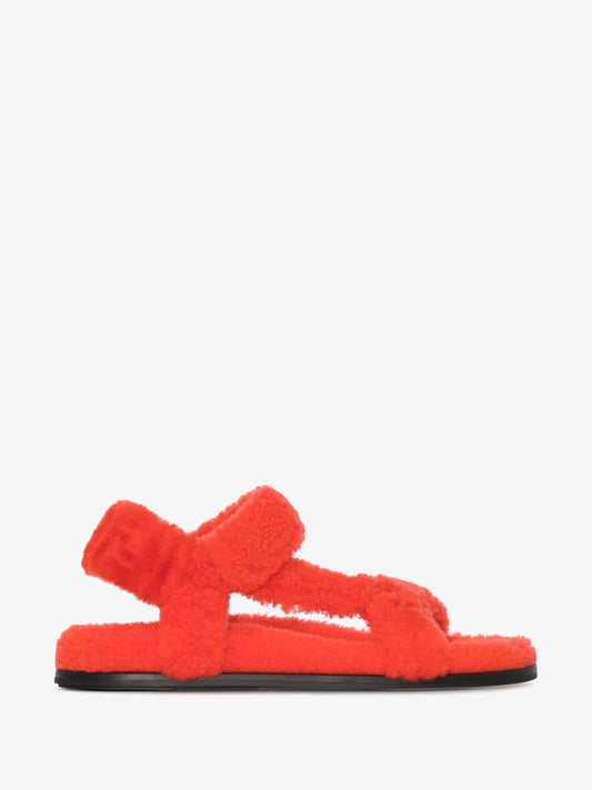 Orange Shearling Sandals