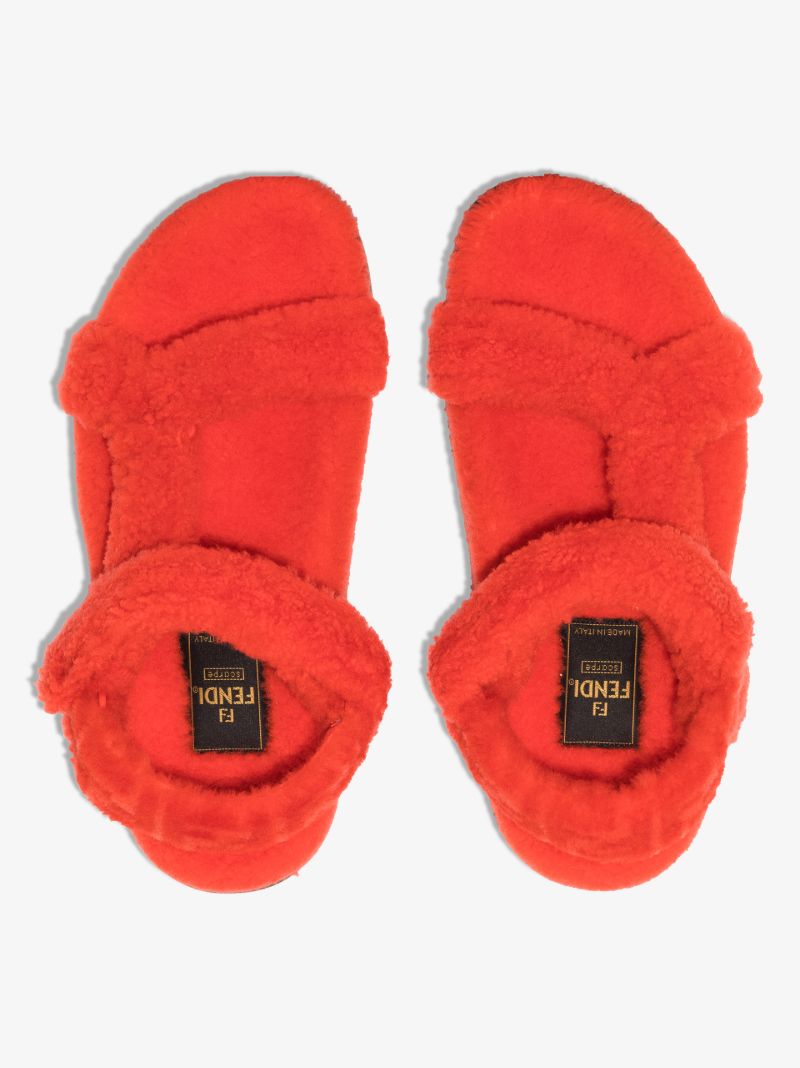 Orange Shearling Sandals