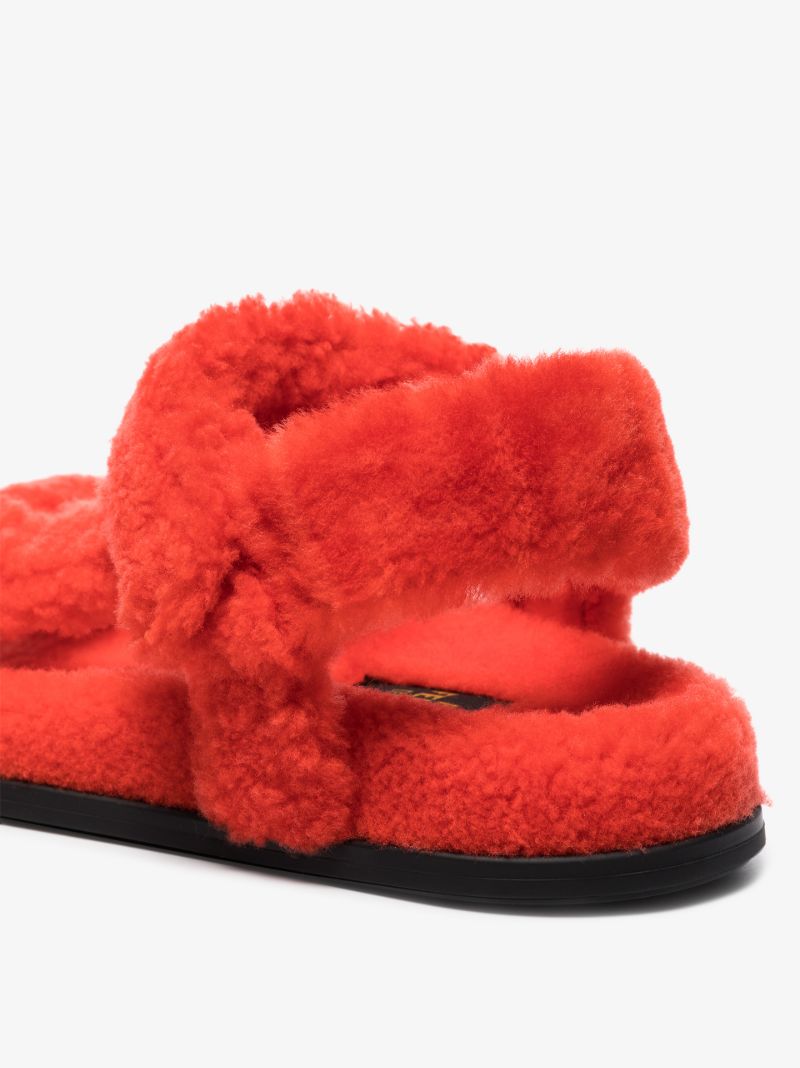 Orange Shearling Sandals