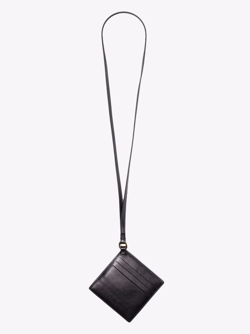 Black Monogram Strapped Leather Card Holder