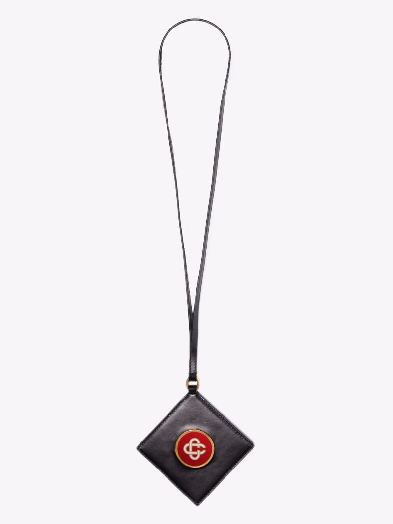 Black Monogram Strapped Leather Card Holder