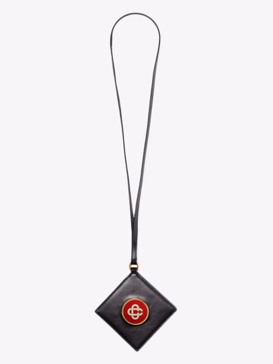 Black Monogram Strapped Leather Card Holder