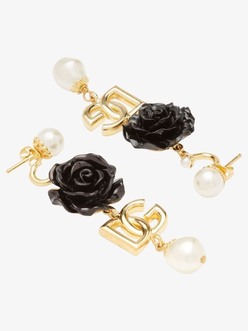 Gold Tone Dg Rose Drop Earrings