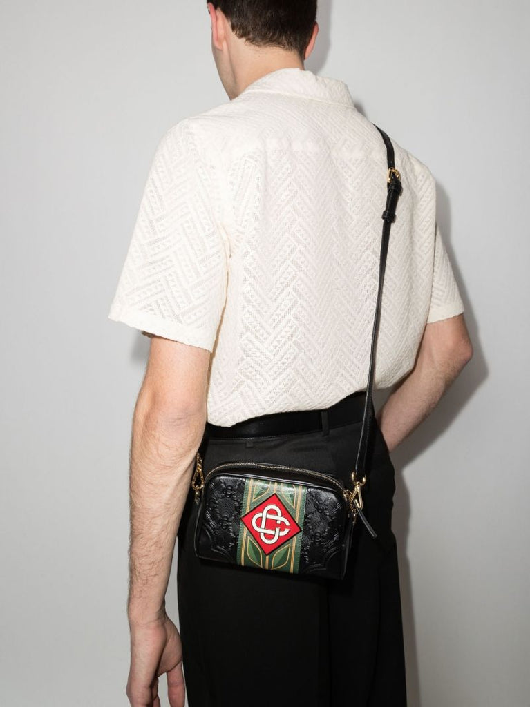 Black Monogram Leather Cross Body Bag