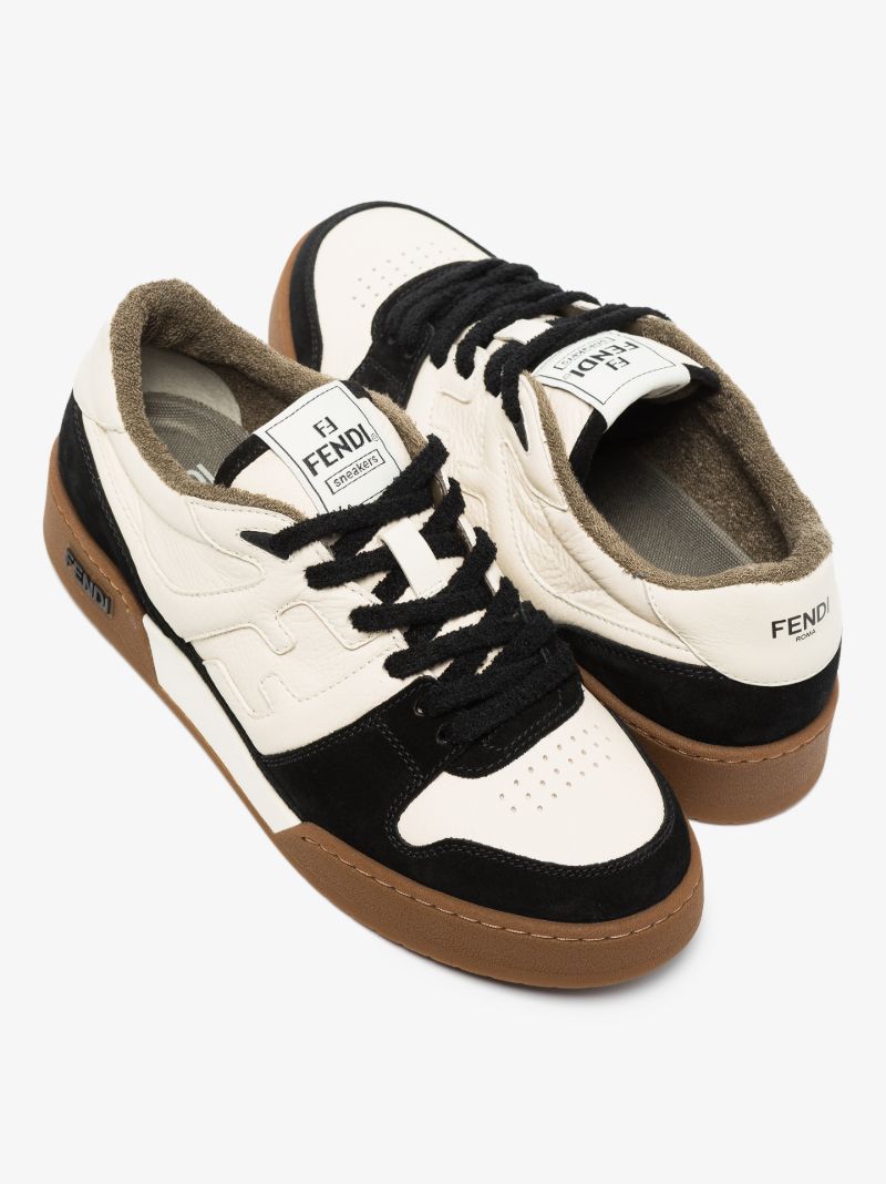 Black and White Match Low Top Leather Sneakers