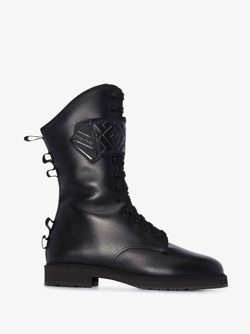 Black Signature Biker Leather Boots
