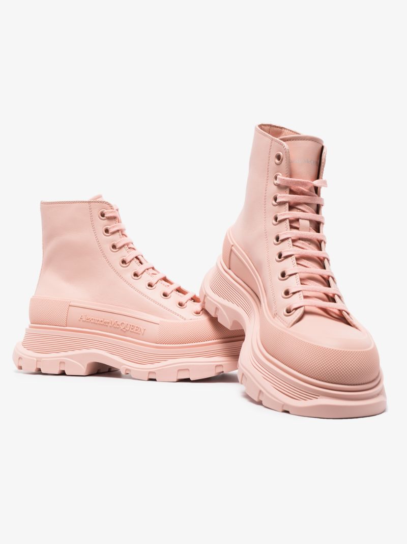 Pink Tread Slick Leather Ankle Boots