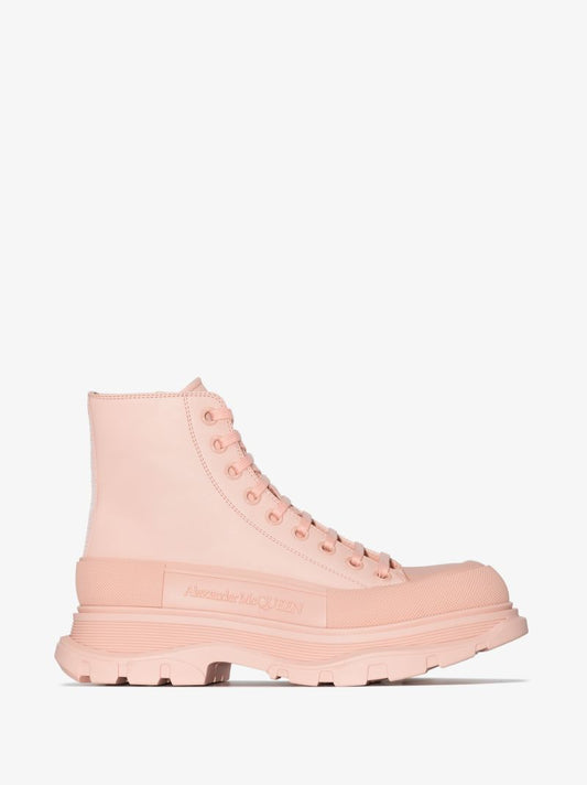 Pink Tread Slick Leather Ankle Boots