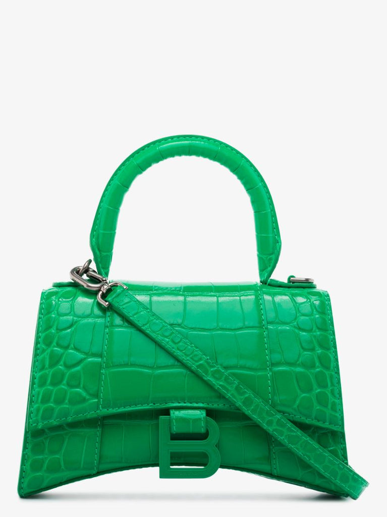 Green Hourglass Xs Leather Top Handle Bag