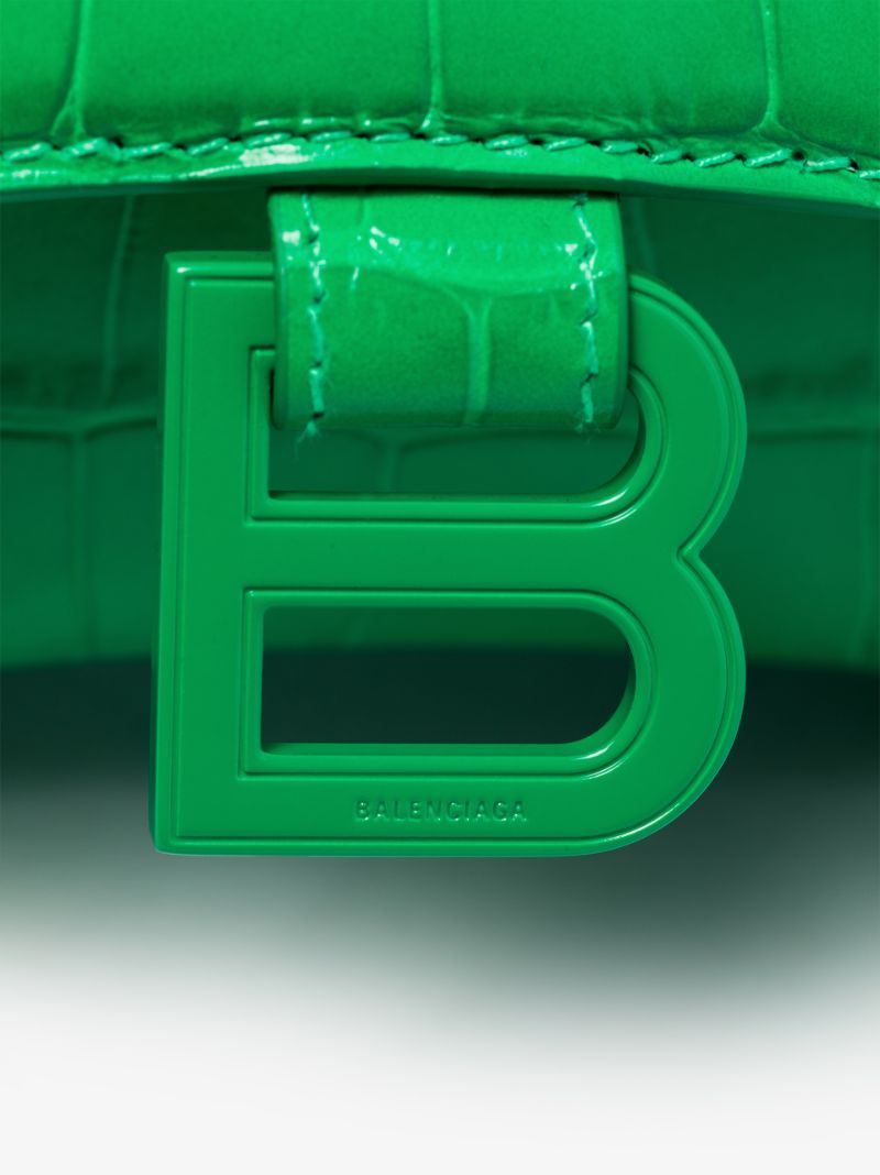 Green Hourglass Xs Leather Top Handle Bag