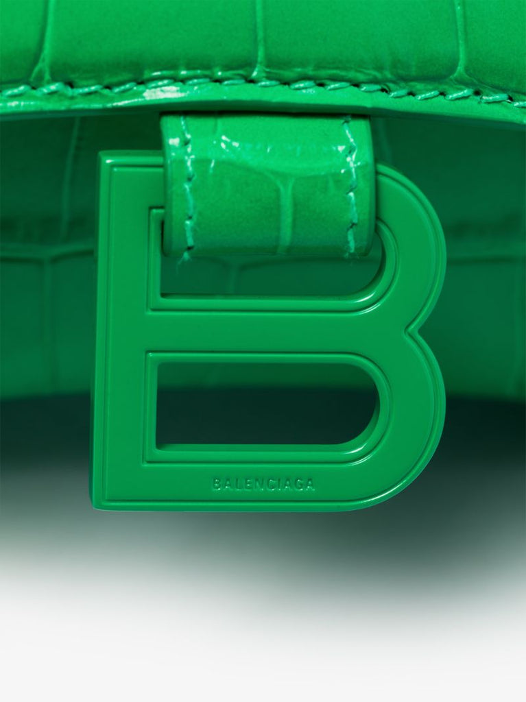 Green Hourglass Xs Leather Top Handle Bag