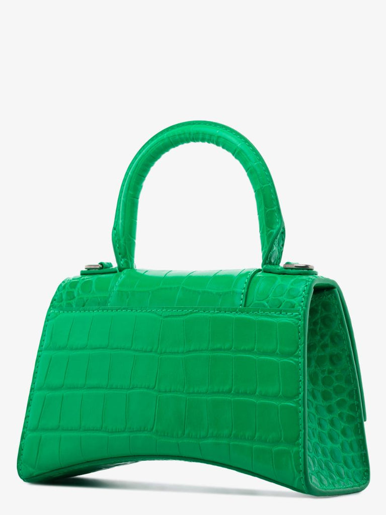Green Hourglass Xs Leather Top Handle Bag