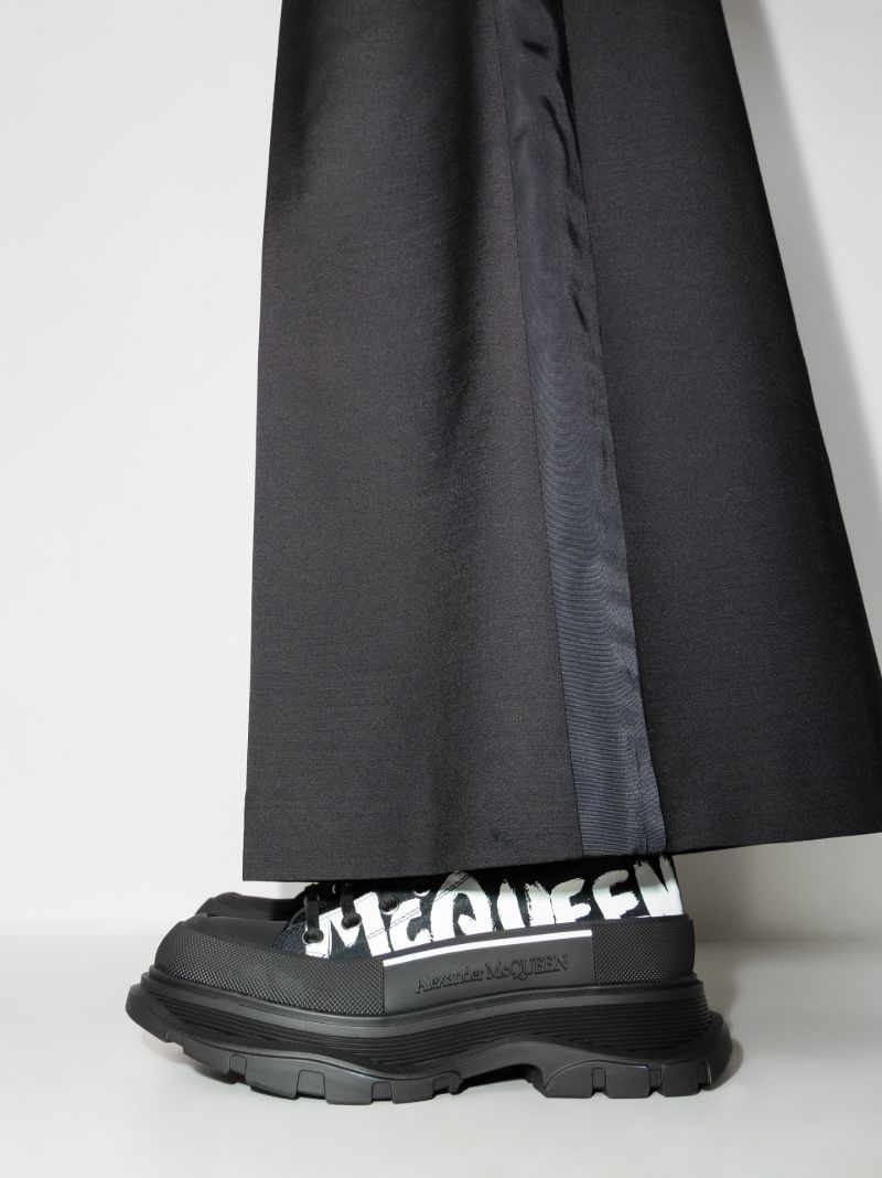 Black Tread Slick Lace-up Boots