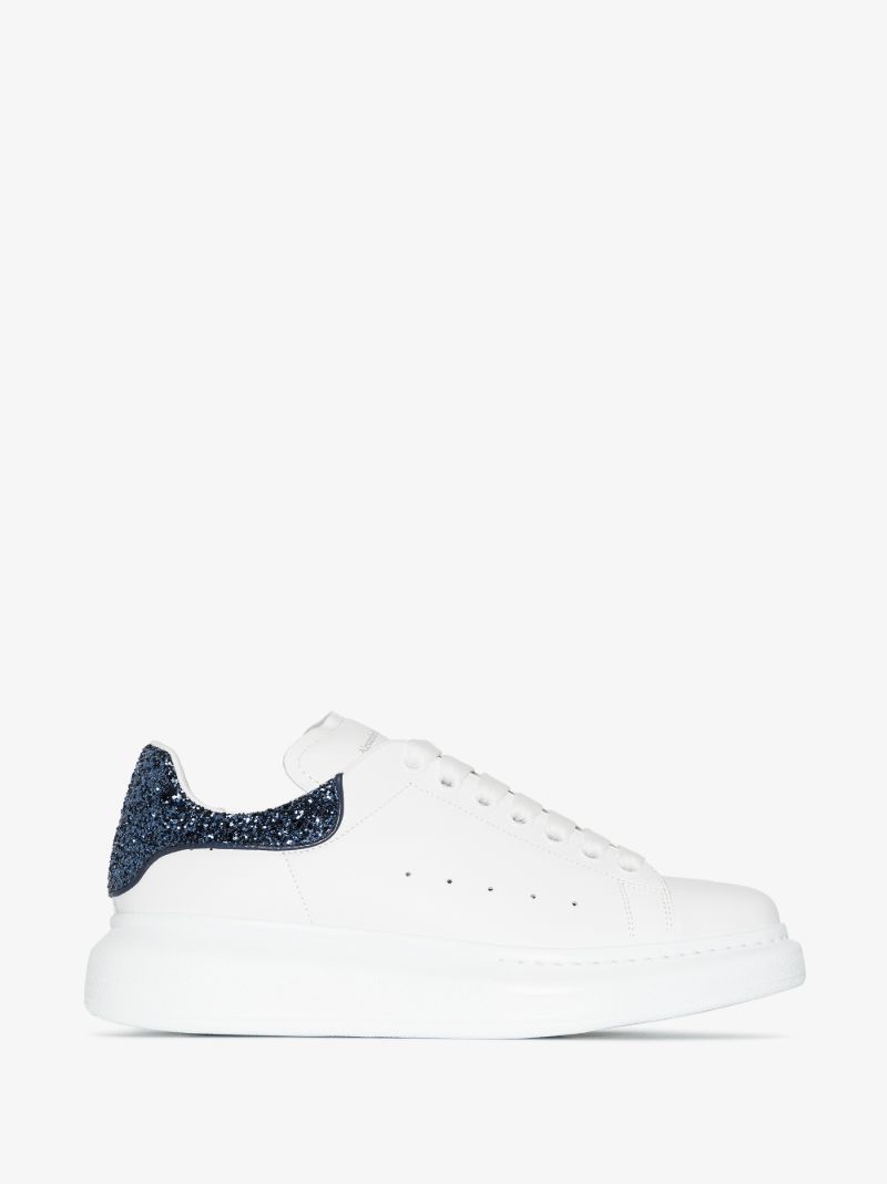 White and Navy Glitter Oversized Sneakers