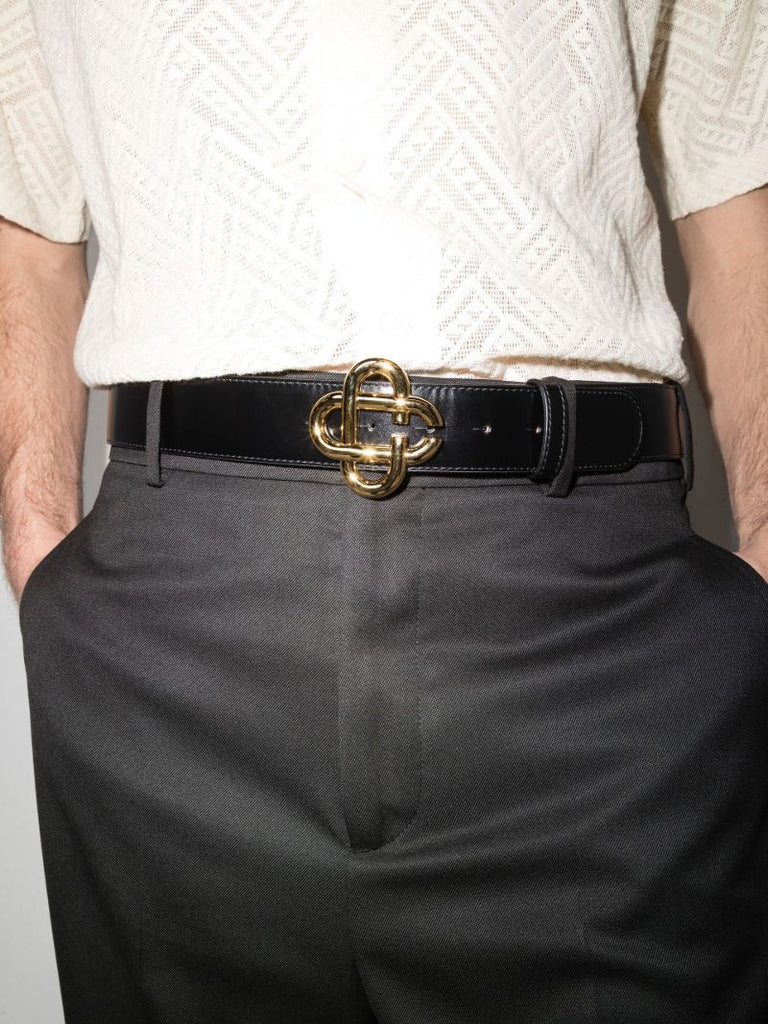 Black Monogram Leather Belt