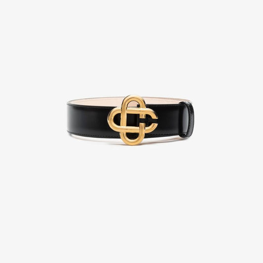 Black Monogram Leather Belt