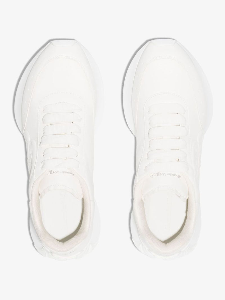 White Sprint Runner Low Top Leather Sneakers