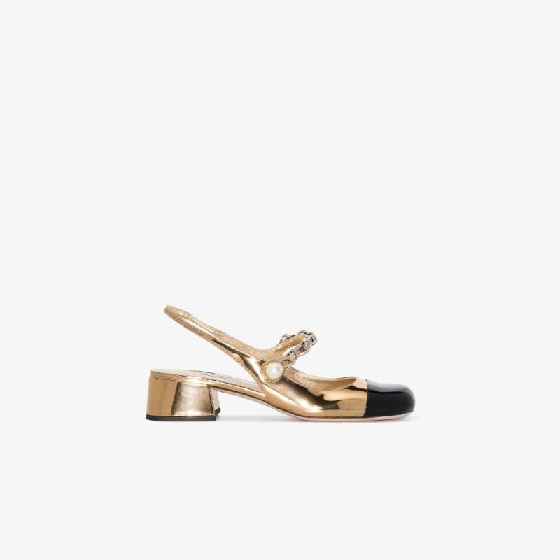 Gold 35 Slingback Leather Pumps